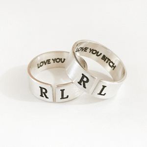 טבעת פס עם חריטה דו צדדית